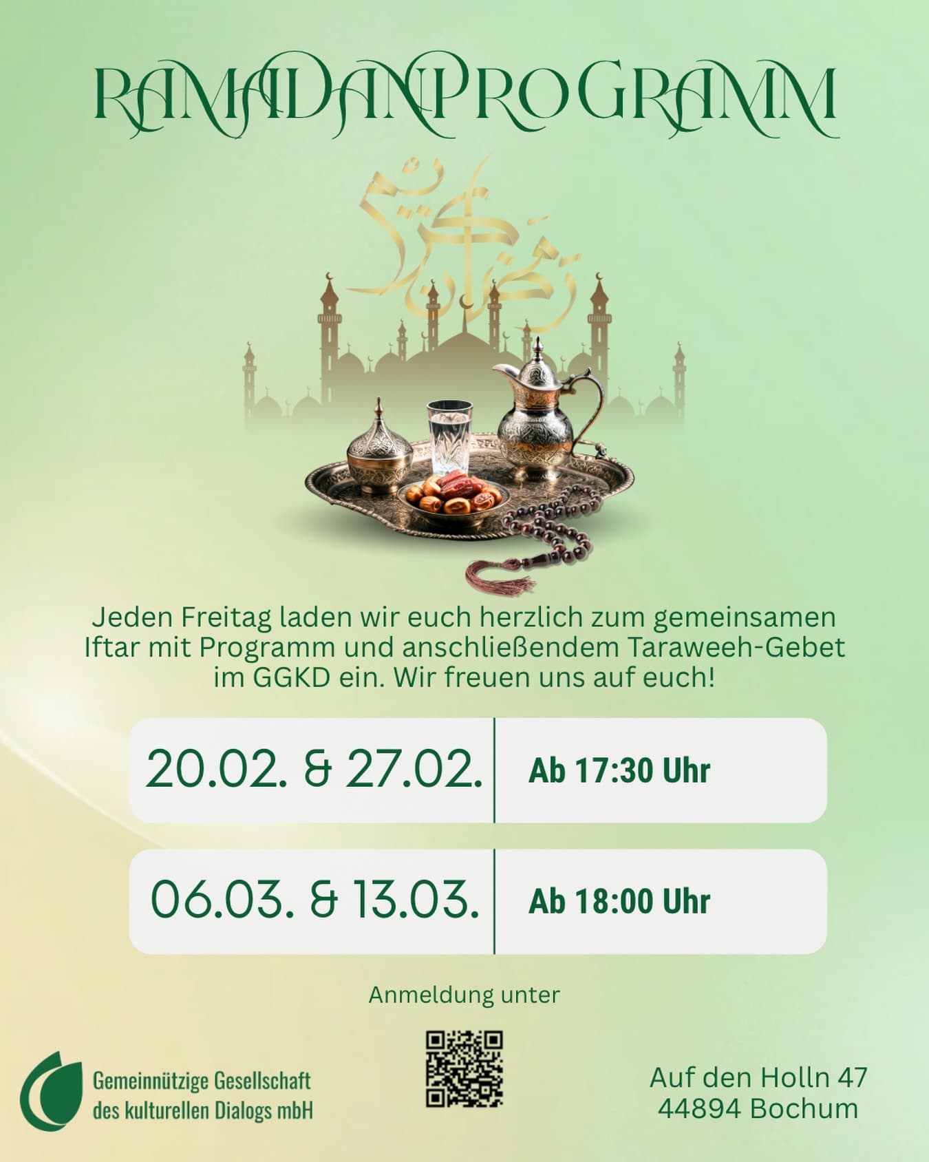 GGKD-Flyer zum gemeinsamen Iftar mit mehreren Terminen