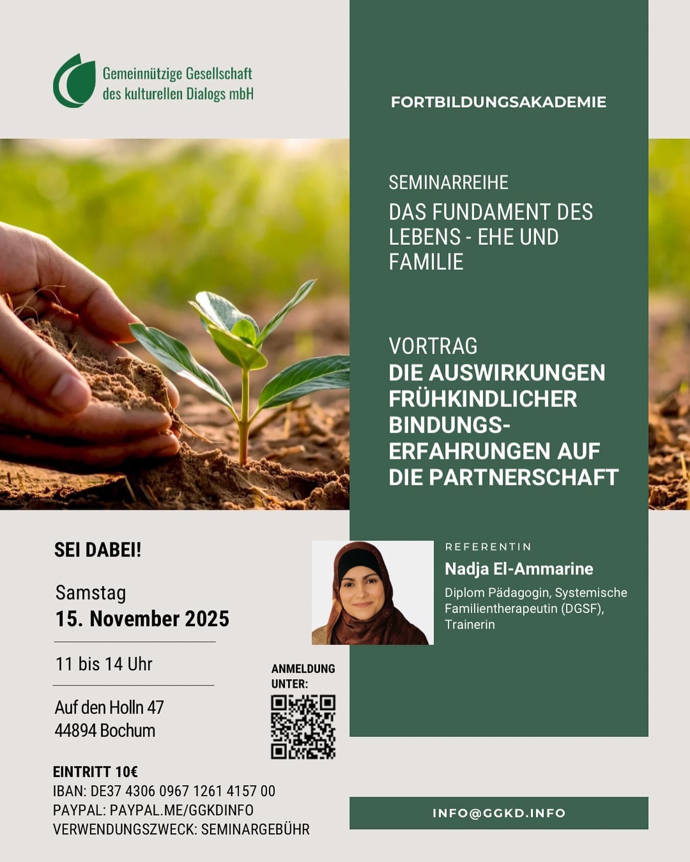 GGKD-Flyer zur Seminarreihe über frühkindliche Bindungserfahrungen