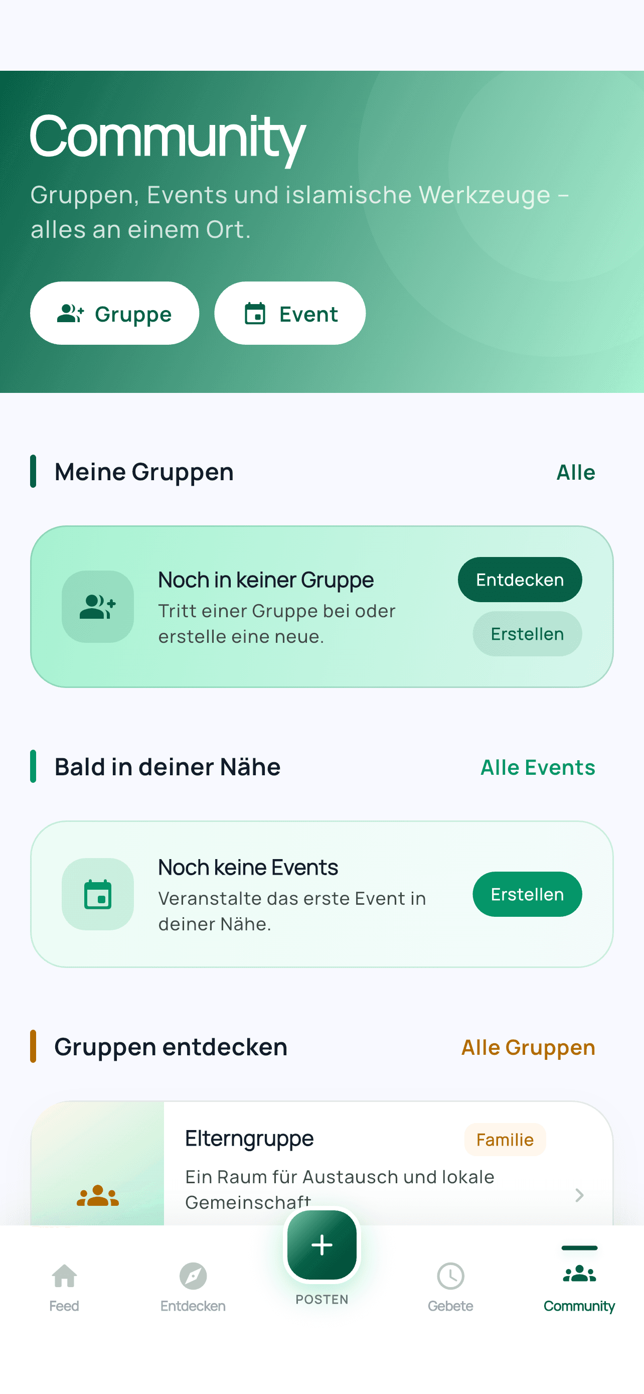 Community-Bereich in der Ummaty App