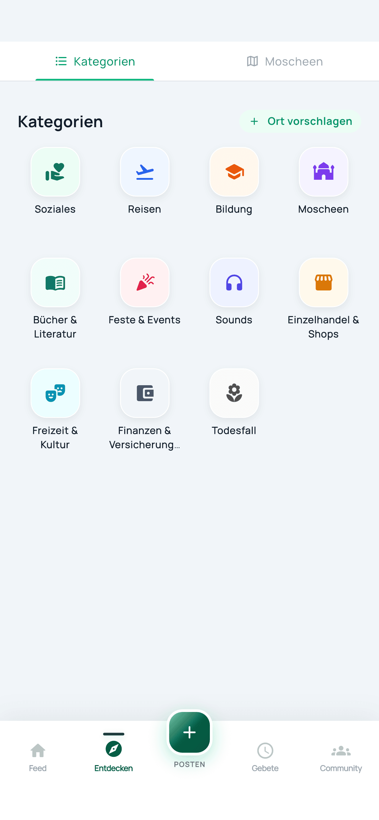 Entdecken-Bereich in der Ummaty App