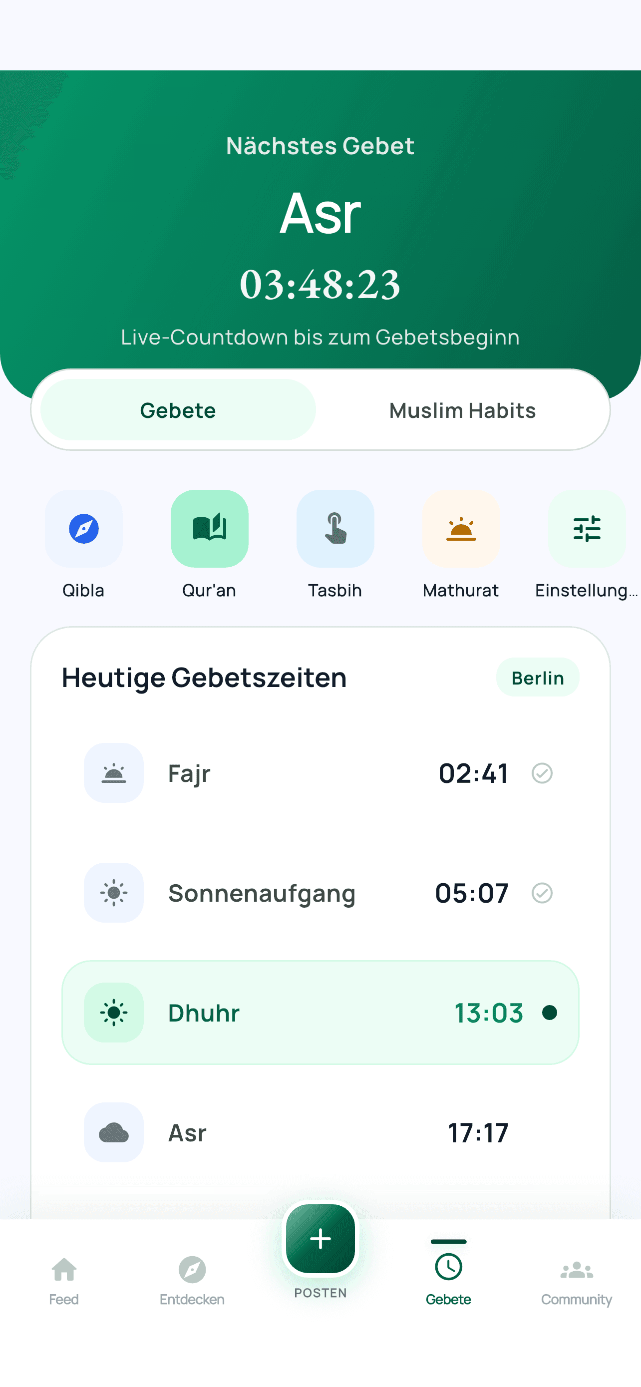 Gebetsbereich in der Ummaty App